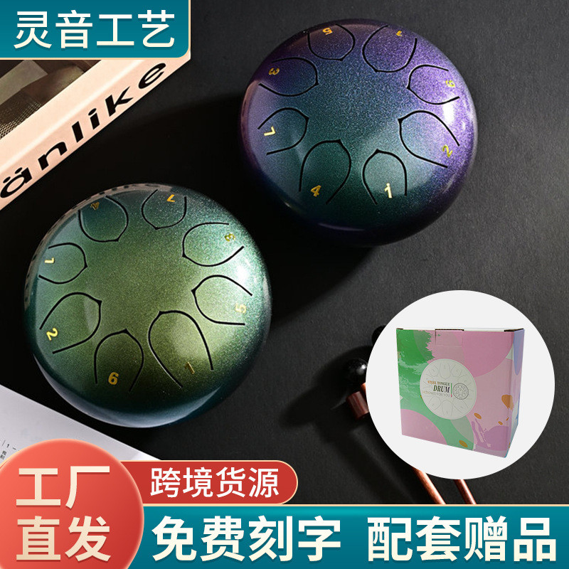 跨境新款炫彩空灵鼓乐器6寸儿童打击乐器演奏双音手鼓初学者批发