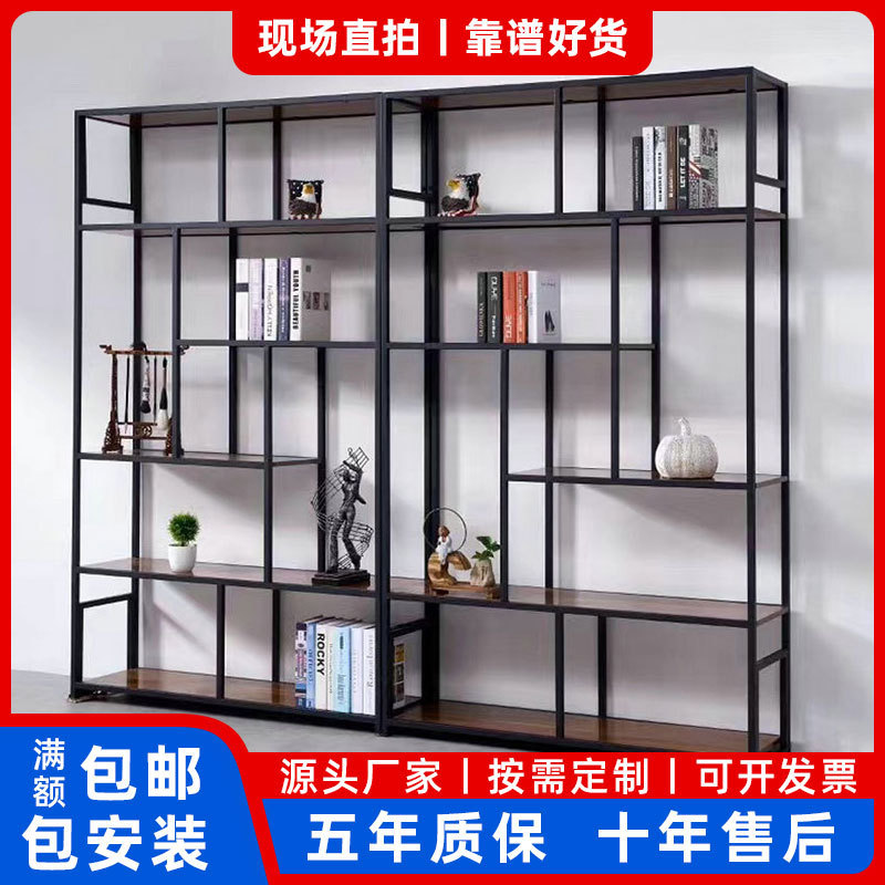 博古架实木新中式茶柜茶室置物架子茶叶展示柜茶桌背景柜客厅隔断