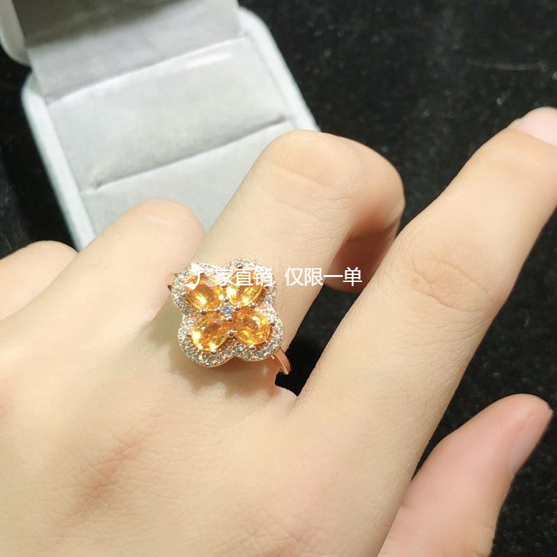刻面芬达戒指，主石4*5mm颗颗精品！s925纯银精工镶嵌