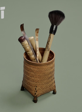 手工竹编茶筒复古大漆收纳筒笔筒茶则茶针茶夹茶道书画筒收纳盒子