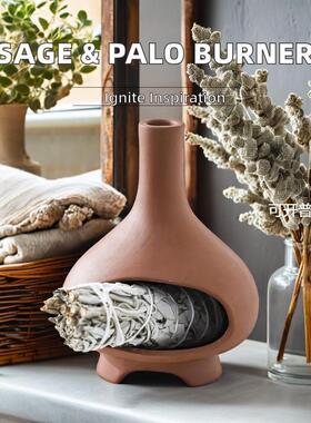 Smudging stick holder圣木鼠尾草托盘陶瓷香薰炉底座托盘