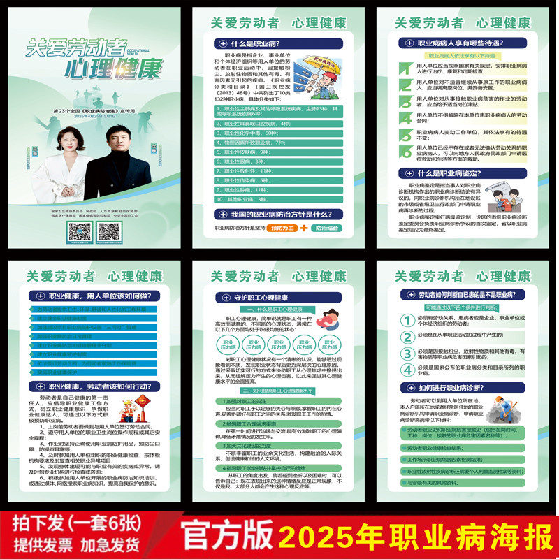 2025年职业病防治法宣传周海报挂图展板宣传画墙贴职业健康卫生