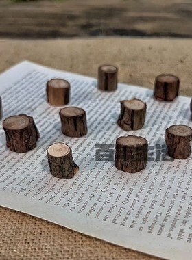 场景模型仿真微缩袖珍迷你天然树皮木椴小树桩木墩造景装饰摆件