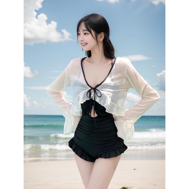 泳衣女高级感夏2025新款显瘦性感小胸聚拢遮肚显瘦连体泡温泉泳装