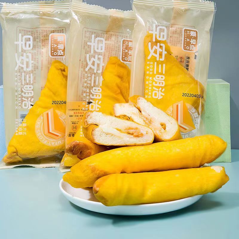 豪早点小葱三角包三明治面包早安能量卷芋泥彩虹卷沙拉肉脯味