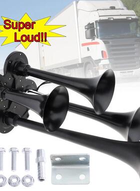 供应12V/24V高质量黑色四管电控气喇叭 汽车大音量超响气笛