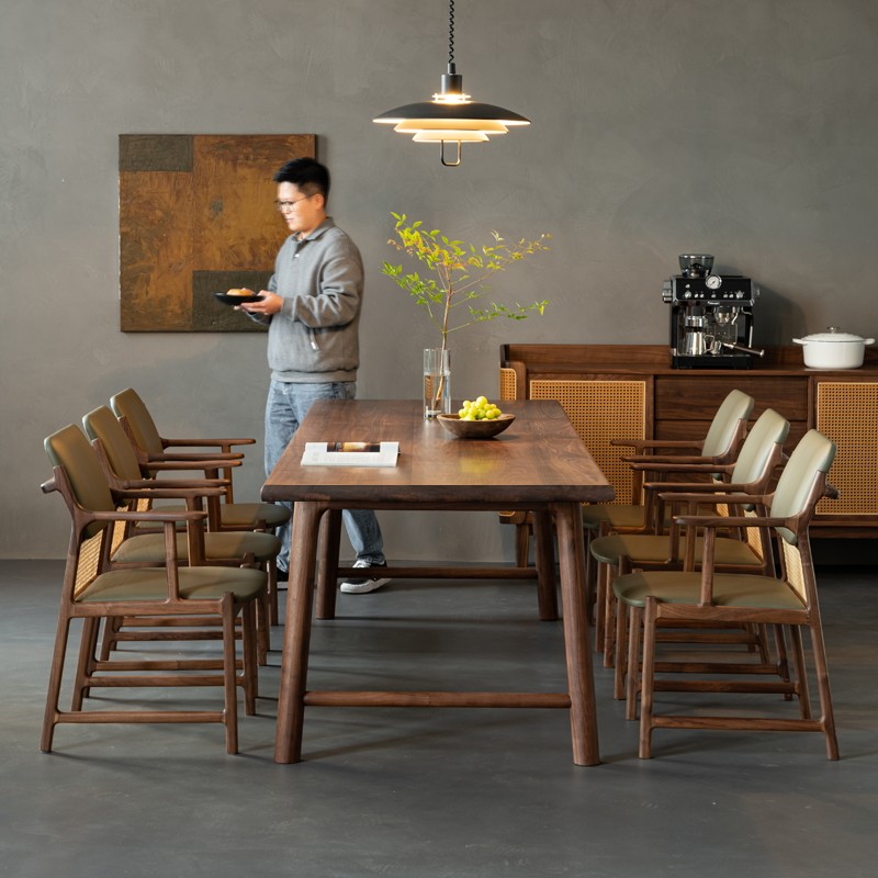 新中式黑胡桃木实木茶桌听园泡茶台书桌禅意简约宋氏美学茶室餐桌