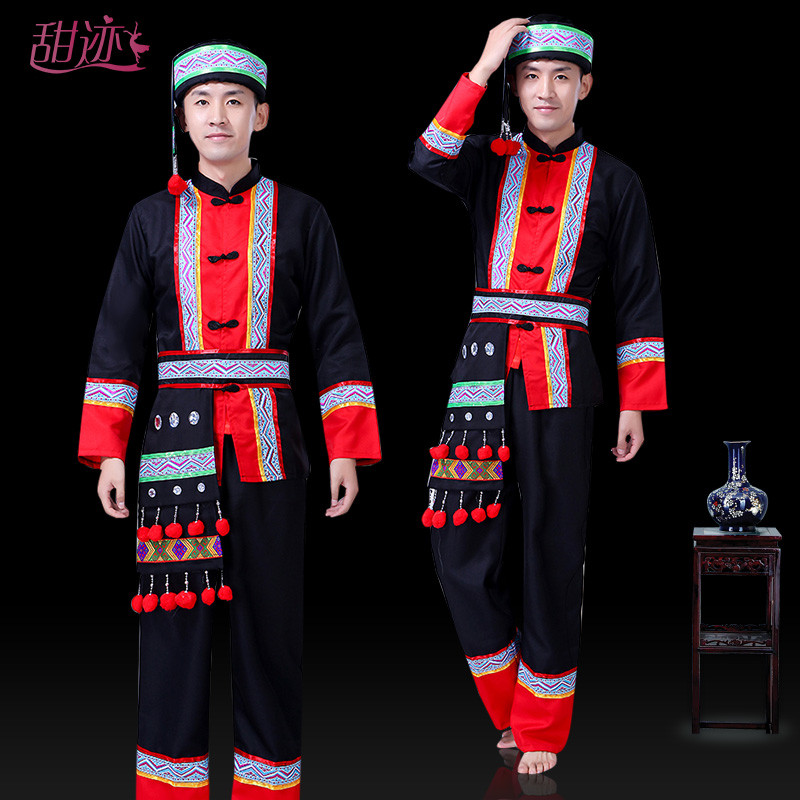 速发高品质苗族演出服土家族彝族男云南少数民族服装畲族壮族舞蹈