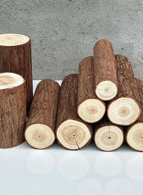 原木造景木桩底座壁炉摆件木头拍摄道具木墩杉木实木圆木背景装饰