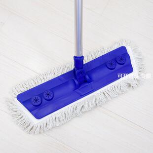 粘扣式平板拖把 美式螺纹两节伸缩铝合金杆棉线旋转平板拖把