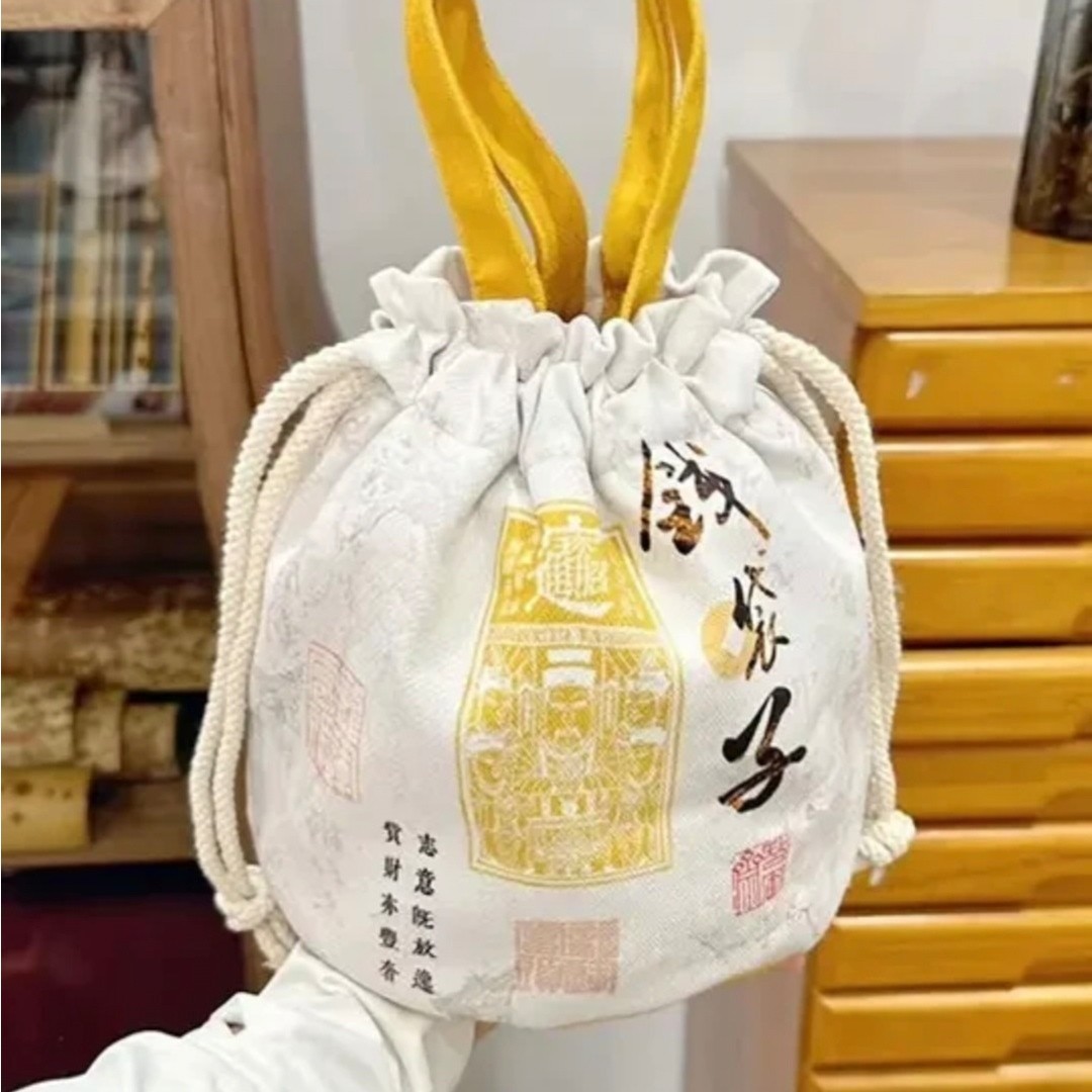 钱袋子帆布包杭州布袋包包小布包抽绳包包网红同款报复发财设计感