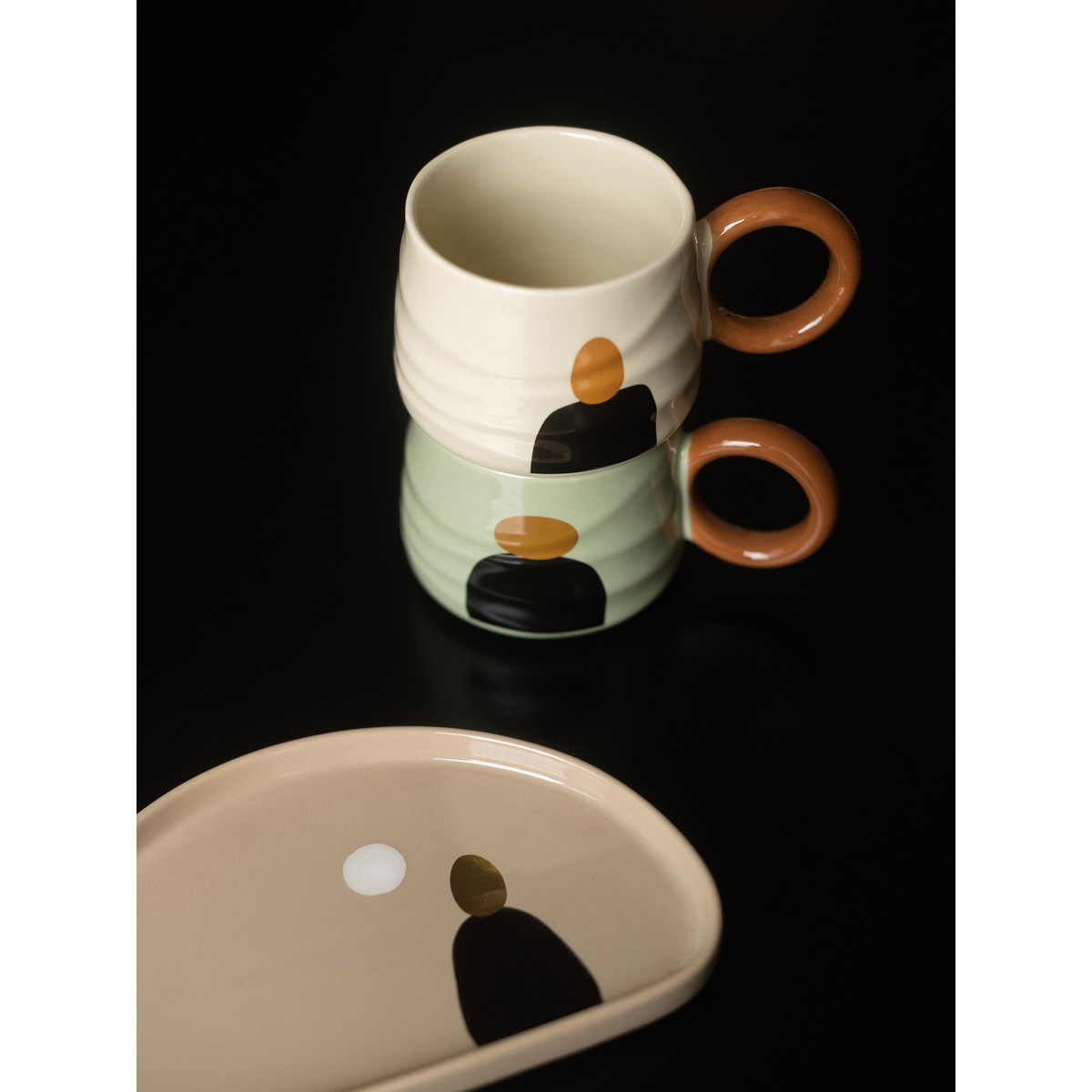 半村 小众复古油画风马克杯 高级感咖啡杯办公室水杯陶瓷情侣杯子
