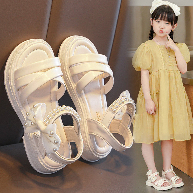 女童鞋凉鞋2025夏季凉鞋儿童软底防滑女孩公主洋气罗马蝴蝶结厂家