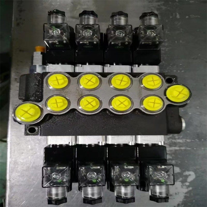 电动手动一体多路换向阀DCV40三联液压阀分配器流量50L双向液压阀
