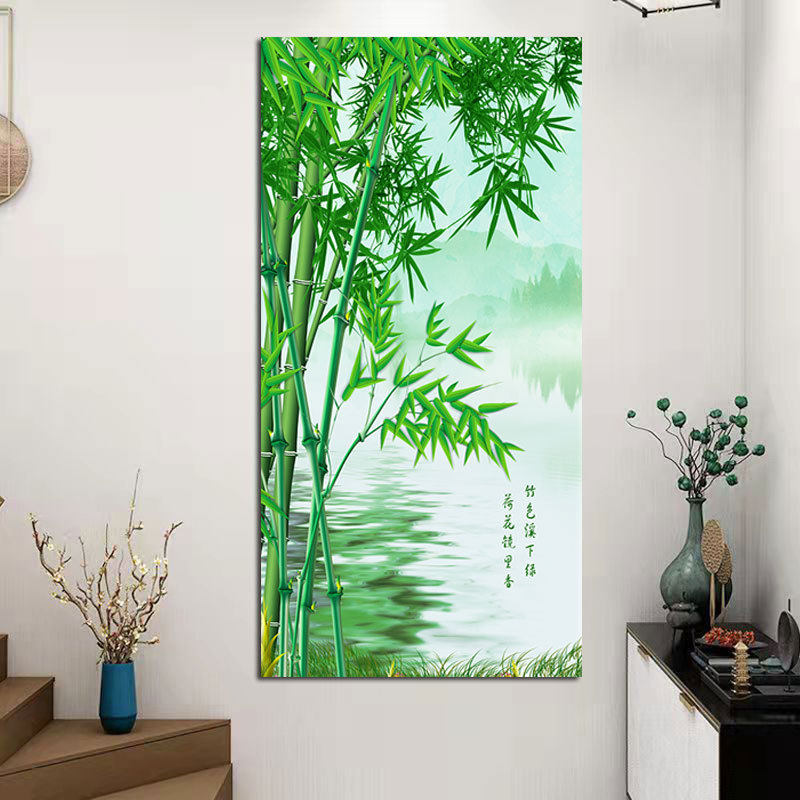 竹子贴画富贵竹挂画竹报平安步步高升风水装饰画客厅书房壁画自粘