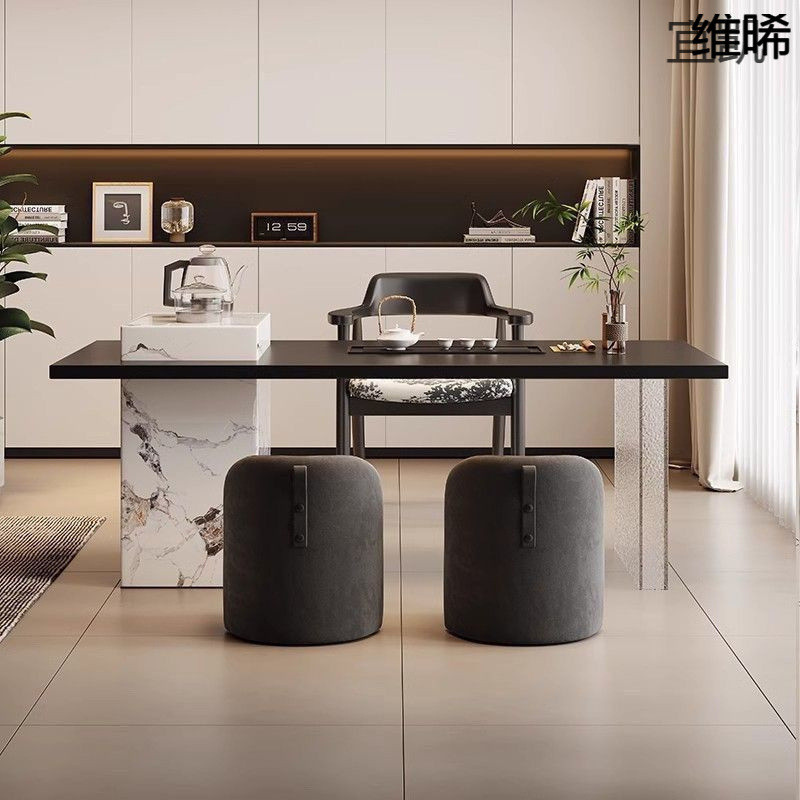 YP8YP8中古风茶桌阳台实木高端轻奢岩板组合一体现代简约办公功夫