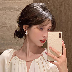 耳 高级感个性 推荐 925银针精致闪钻珍珠耳钉女简约养耳洞耳环时尚