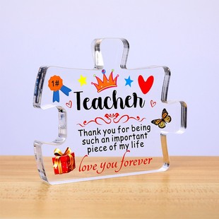 定制Teacher gift亚克力拼图牌匾感恩教师节生日圣诞老师祝福摆件