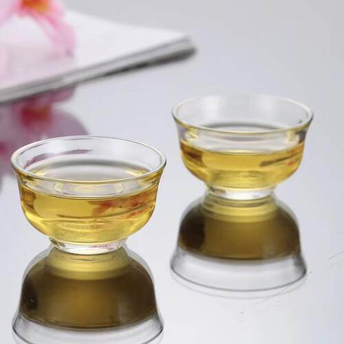 10个装耐热玻璃迷你品茗杯40ml玉兰杯蜡烛杯家用茶杯茶碗功夫茶具
