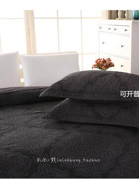61K3深灰色绗缝床盖三件套缝衍被纯色柔软可水洗空调被秋冬床单多
