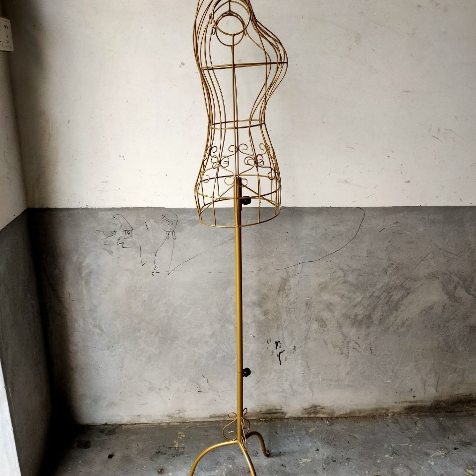 铁艺模特三脚模特服装店展示架人体模特衣架人模金色人形模特衣架