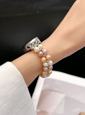 适用小米手环9表带8/9pro天然淡水珍珠表链红米Watch5苹果s10/987