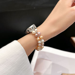 适用小米手环9表带8 987 9pro天然淡水珍珠表链红米Watch5苹果s10