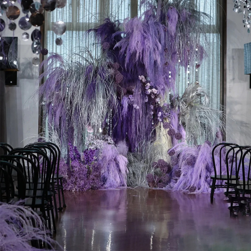 永生花龙须草真花婚庆梦幻花材室内商场布景材料羽毛草吊米悬挂干