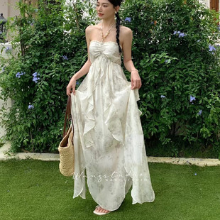 挂脖女高级感雪纺绝美碎花仙女裙显瘦海边度假风子