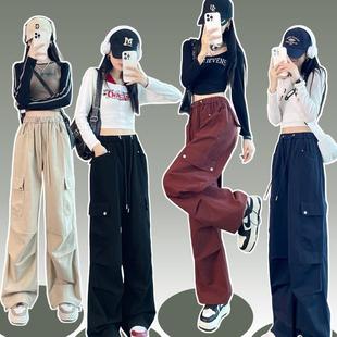 春季工装裤女款2025新款束脚阔腿两穿运动裤小个子酷飒风超好看