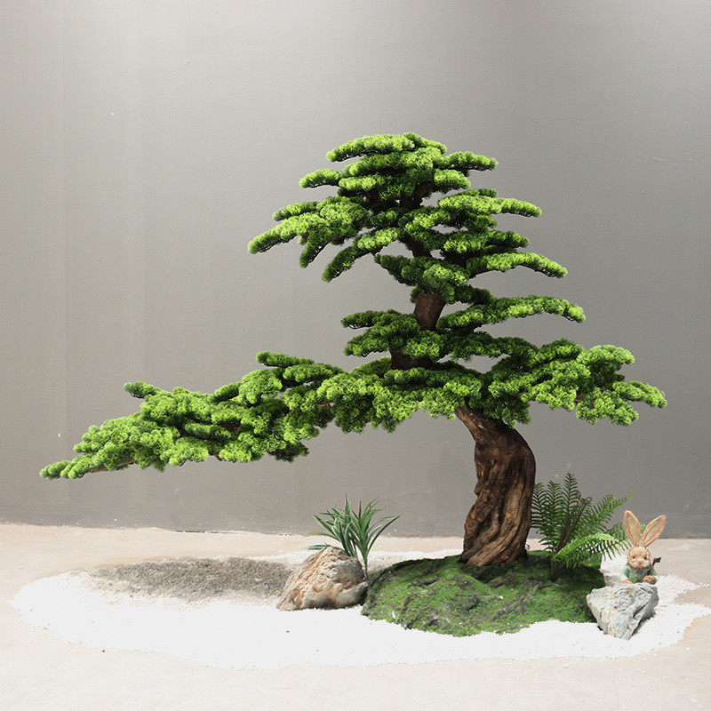 大型仿真松树园林仿真植物大树迎客松盆景盆栽商场装饰美人松雪松