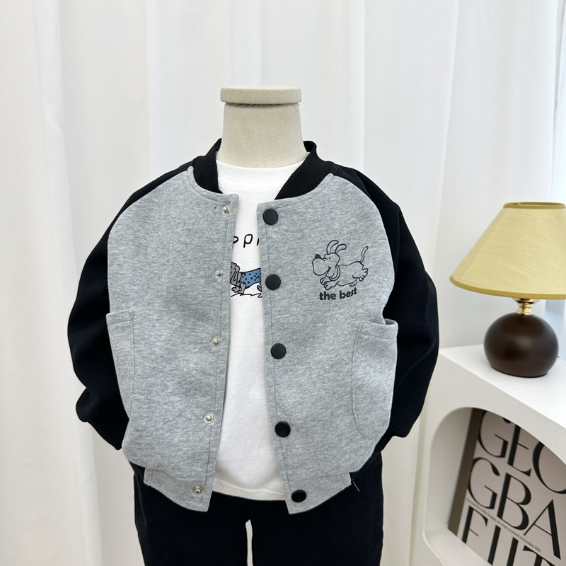男童春秋装2024新款秋款儿童卡通棒球服韩版休闲洋气