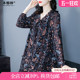 中年妈妈洋气碎花雪纺衬衫 胖mm200斤显瘦遮肉减龄长袖 百搭t恤