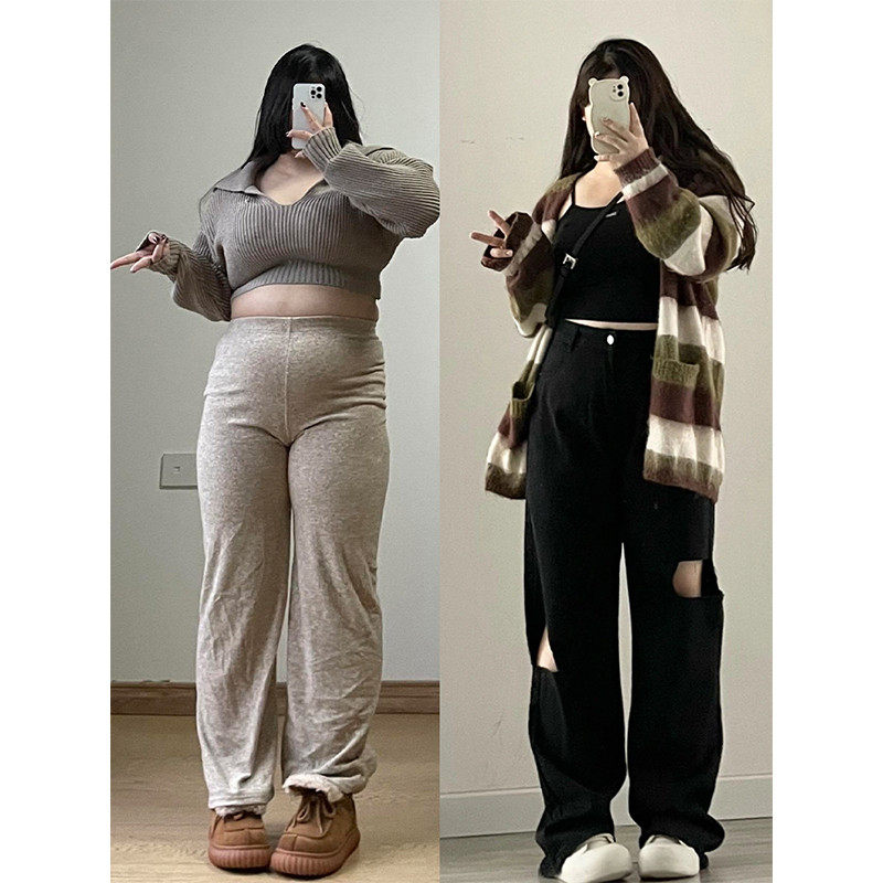 胖mm黑色破洞女春夏2025新款大码显瘦宽松阔腿长裤,女装/女士精品,大码裤装,淘宝优惠券,粉丝福利购,淘宝优惠卷