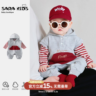 男童春季洋气小套装新款宝宝春装超萌春秋款婴幼儿连体衣爬服
