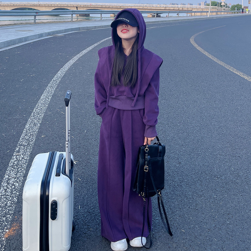 套装秋装运动2025新款春秋女孩连帽衫大童休闲阔腿裤