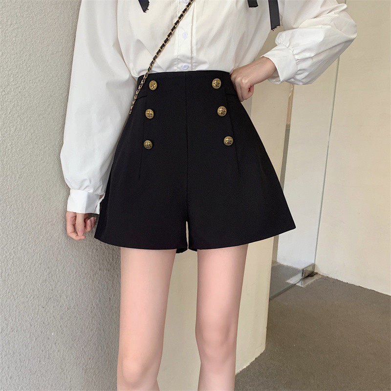胖mm黑色女打底外穿显瘦阔腿裤大码a字包臀口袋热裤