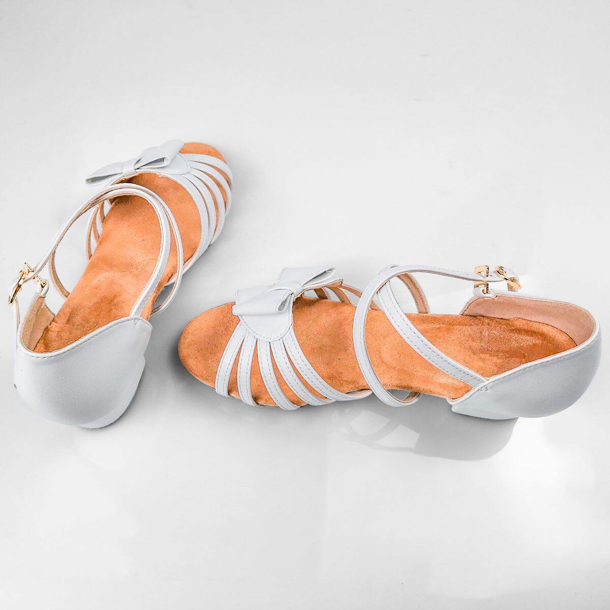 A童拉丁舞鞋软底拉丁鞋女跳舞鞋女专业儿童比赛舞蹈鞋霸儿白色少