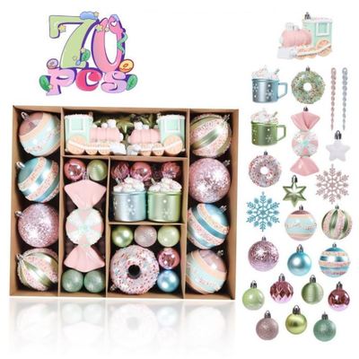 70pcs Macaron Christmas ball Christmas tree decoration圣诞球