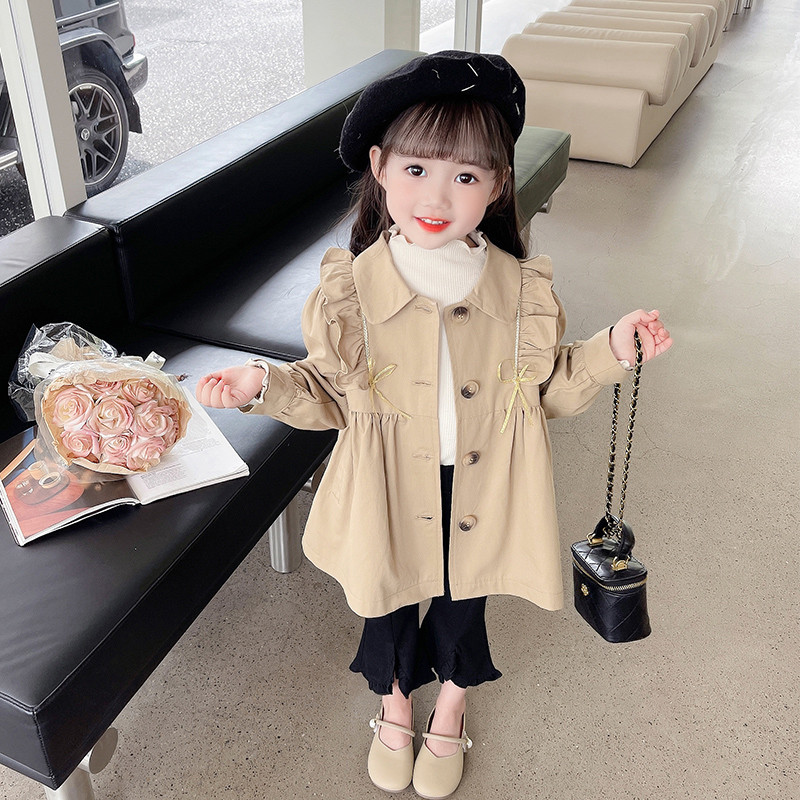 风衣中长款小童2025新款春季女宝宝洋气时髦儿童春装