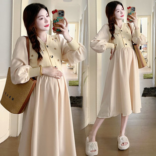 孕妇装2024春季新款时尚韩版洋气潮妈遮肚显瘦气质减龄拼接