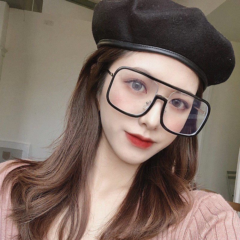 超大框黑框眼镜女ins网红素颜装饰镜韩版方形近视粗框眼镜框,ZIPPO/瑞士军刀/眼镜,眼镜架,淘宝优惠券,粉丝福利购,淘宝优惠卷