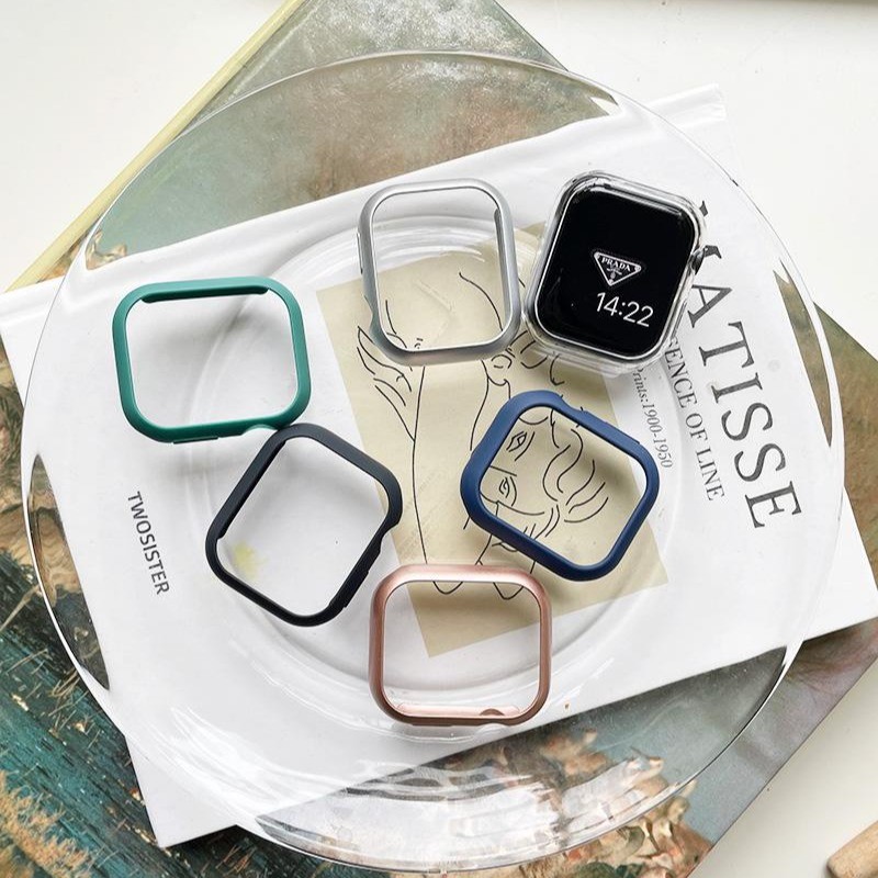 适合iWatch8苹果7手表保护壳磨砂塑料半包硬壳s9s85432防摔保护套