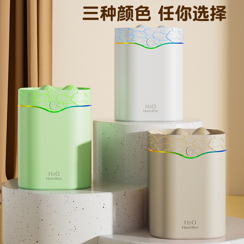 新款2L三喷水滴加湿器USB空气加湿香薰办公桌面便携大喷雾加湿器
