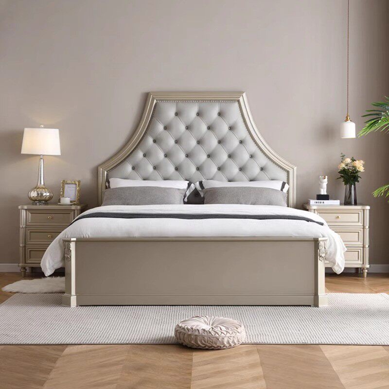 轻奢实木床美式床现代简约1.8m双人床主卧大床豪华婚床储物公主床