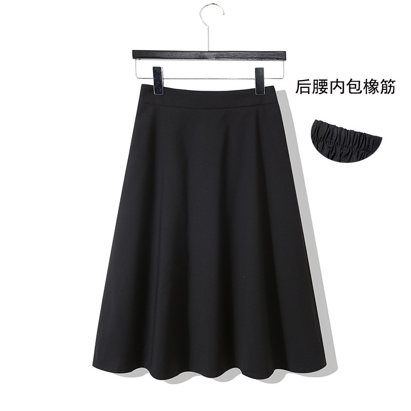黑色伞裙中长款遮胯显瘦女赫本风a字裙职业正装裙裙
