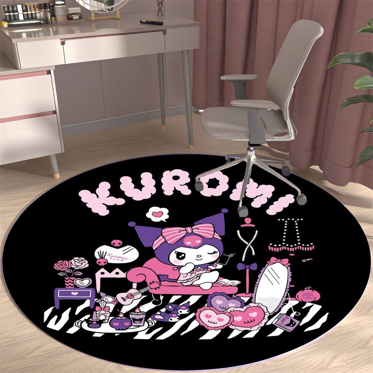 2024库洛米可爱圆形地毯学习椅垫三丽欧房间公主风卧室地毯电脑椅,居家布艺,地毯,淘宝优惠券,粉丝福利购,淘宝优惠卷
