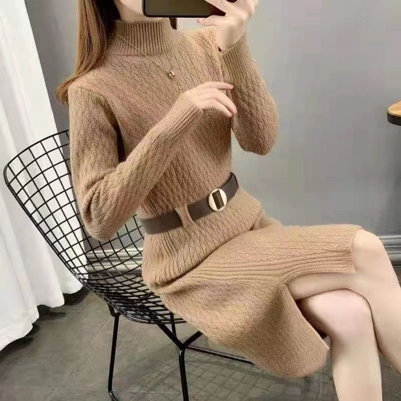 半高领中长款毛衣秋冬时尚内搭2023新款女士休闲显瘦潮