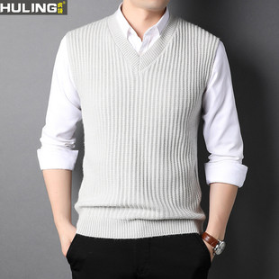 无袖毛衣马夹外穿男士秋冬季内搭潮流V领坎肩马甲衫