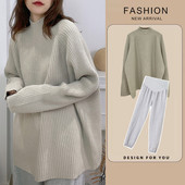半高领套头毛衣韩版 打底衫 宽松大码 孕妇装 长袖 春秋季 套装